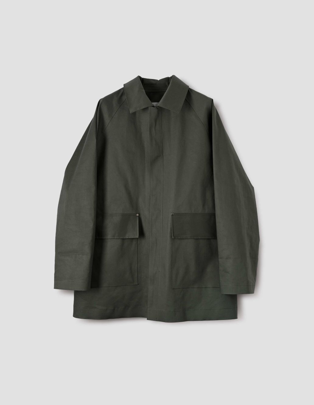 MARGARET HOWELL - Dark green cotton rubberised coach jacket 