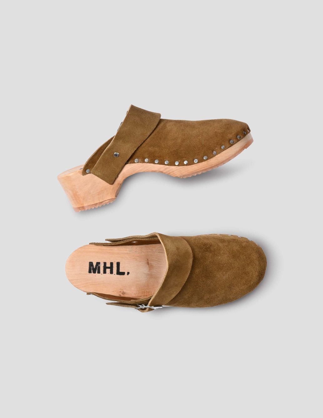 MARGARET HOWELL - Tobacco suede swivel clog | MHL. by Margaret Howell