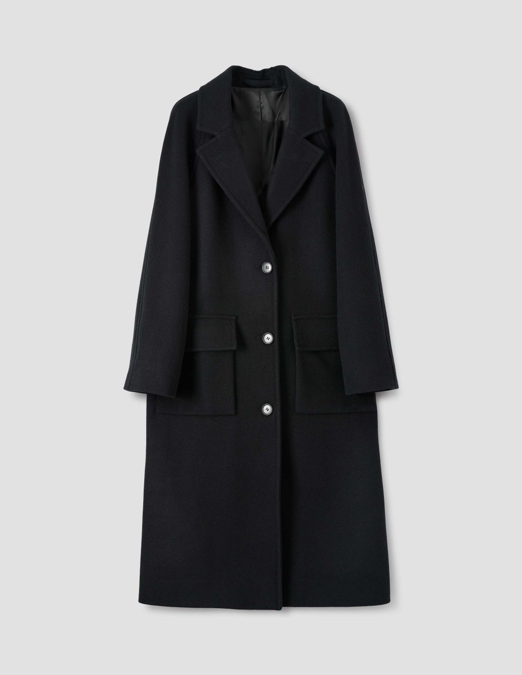 MARGARET HOWELL - Black milled wool raglan overcoat | Margaret Howell