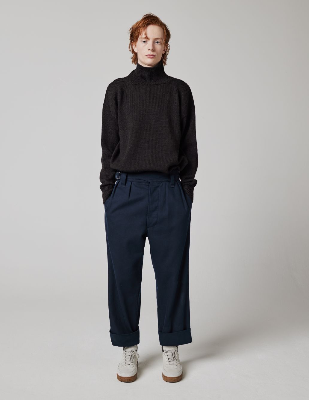 MARGARET HOWELL - Ink cotton wool side cinch trouser | MHL