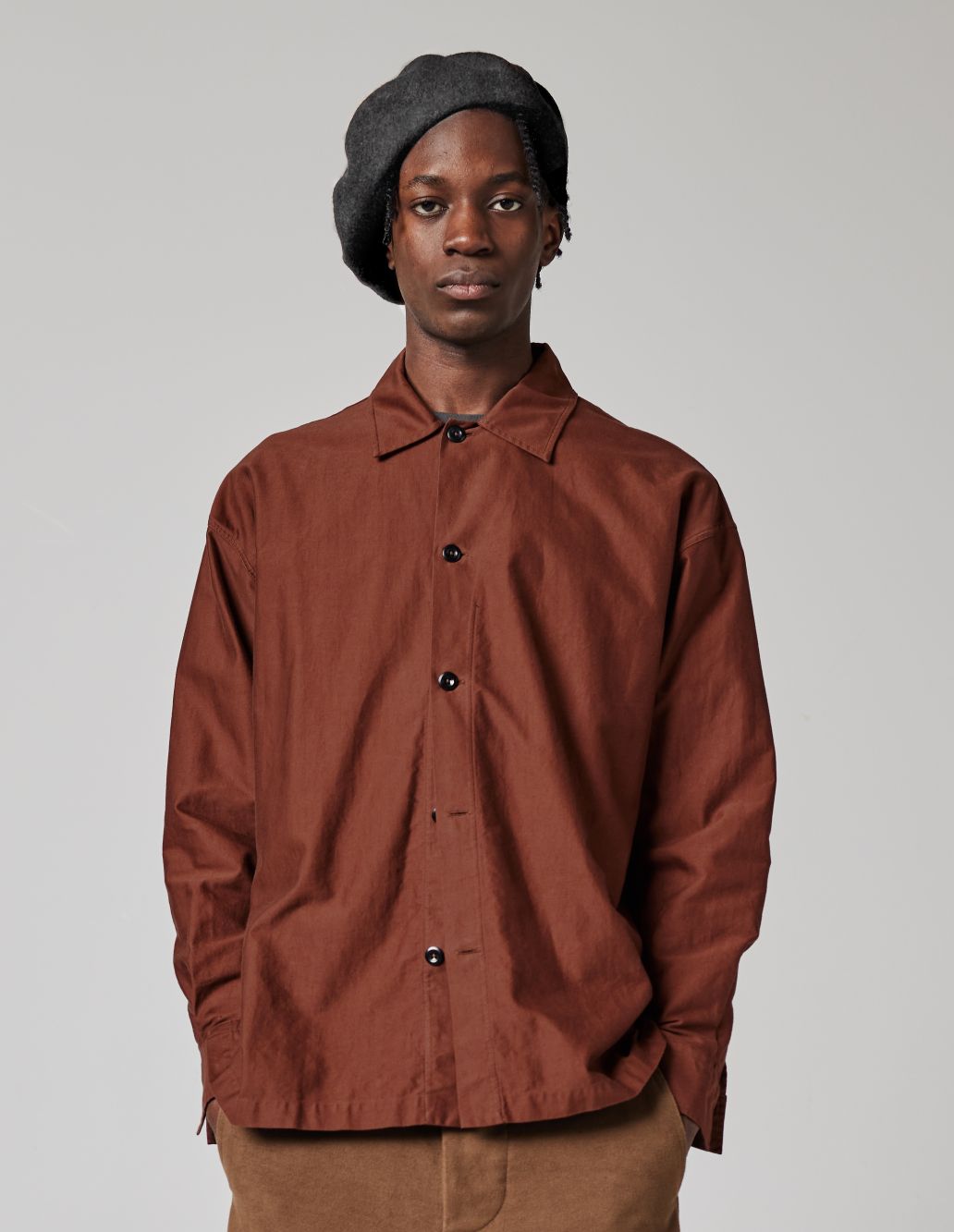 MARGARET HOWELL - Rust moleskin cotton simple shirt | MHL. by