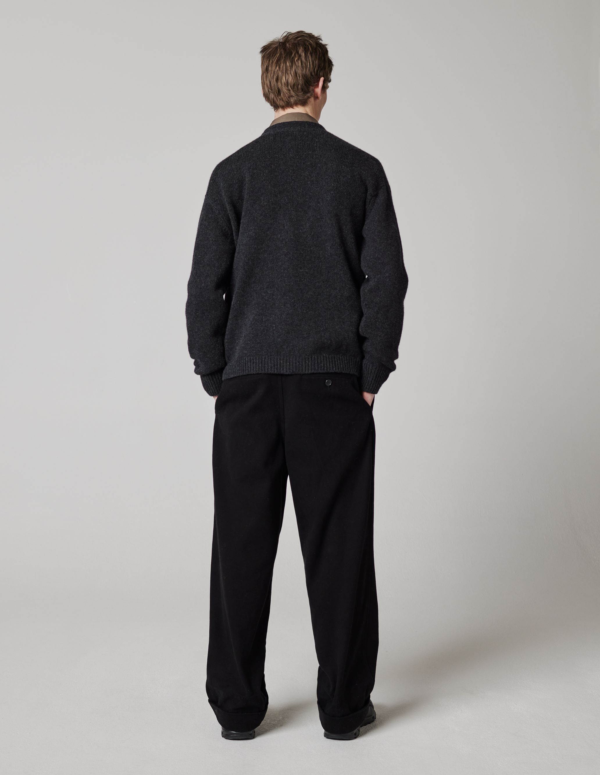 MARGARET HOWELL - Black dry cotton moleskin wide leg trouser