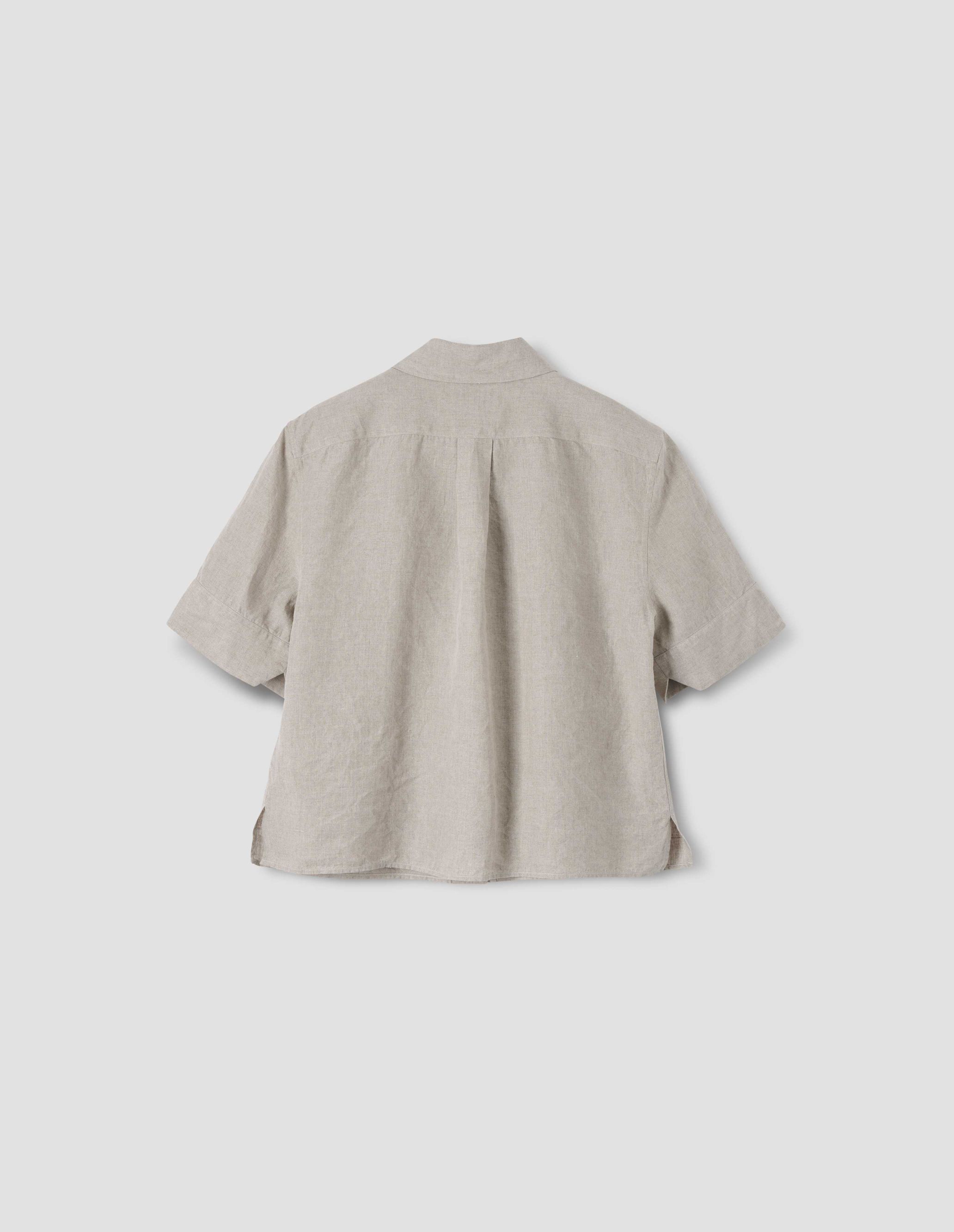 MARGARET HOWELL - Natural shirting linen cuff small shirt