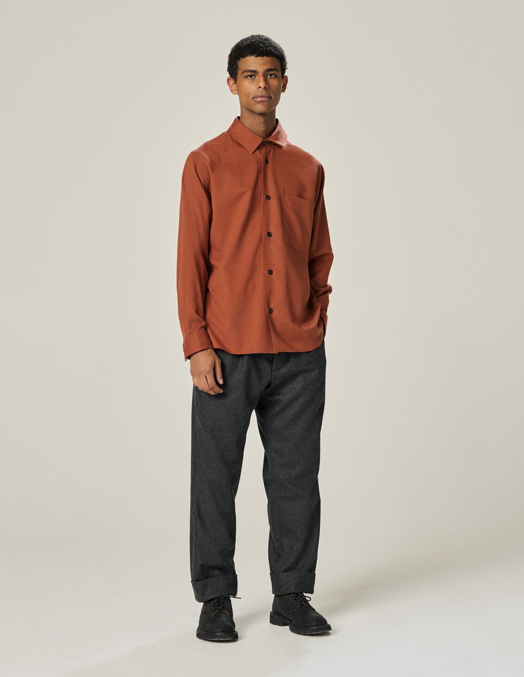 MARGARET HOWELL - Mineral cotton wool twill simple shirt 