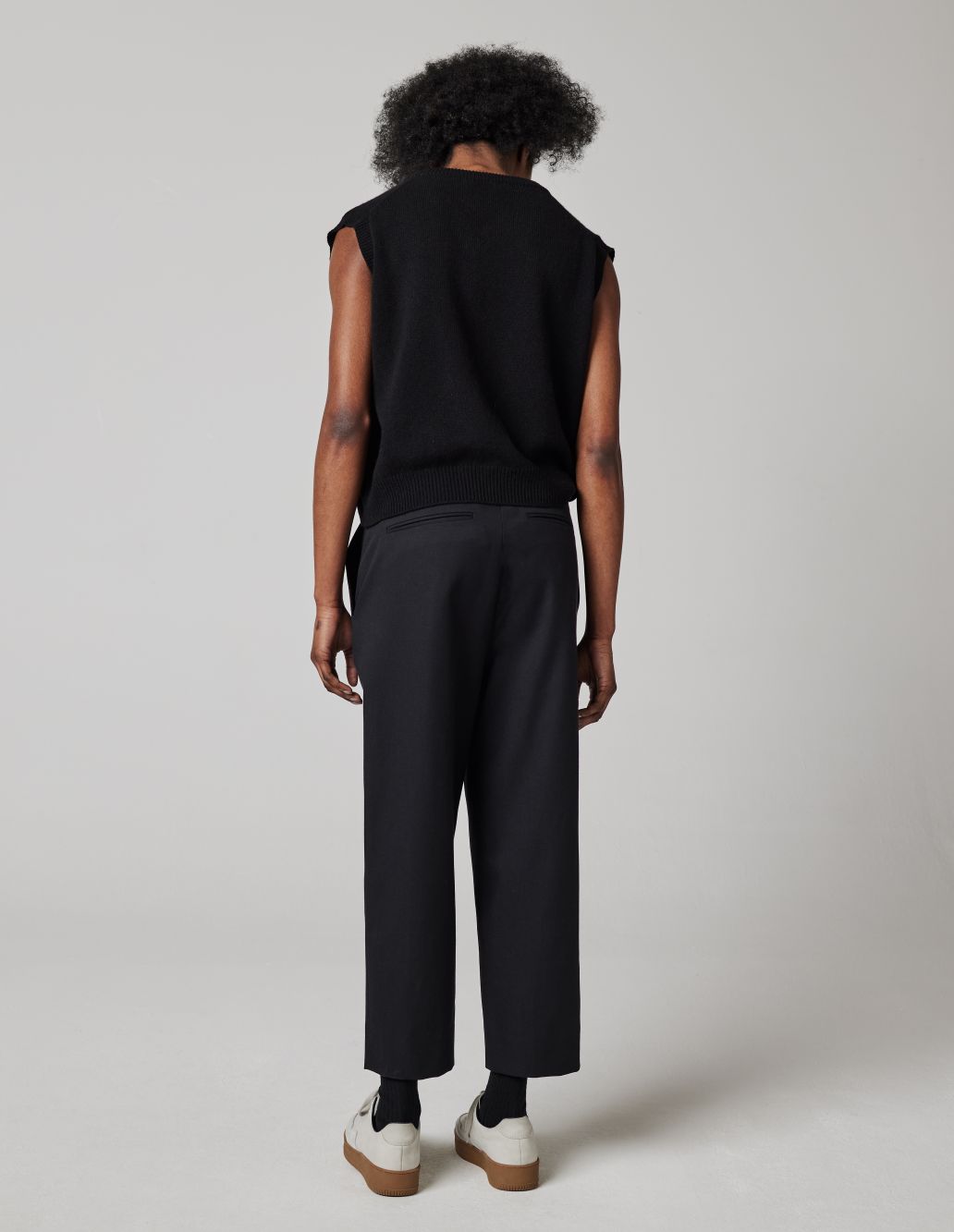MARGARET HOWELL - Black whipcord wool cotton cropped trouser | Margaret ...