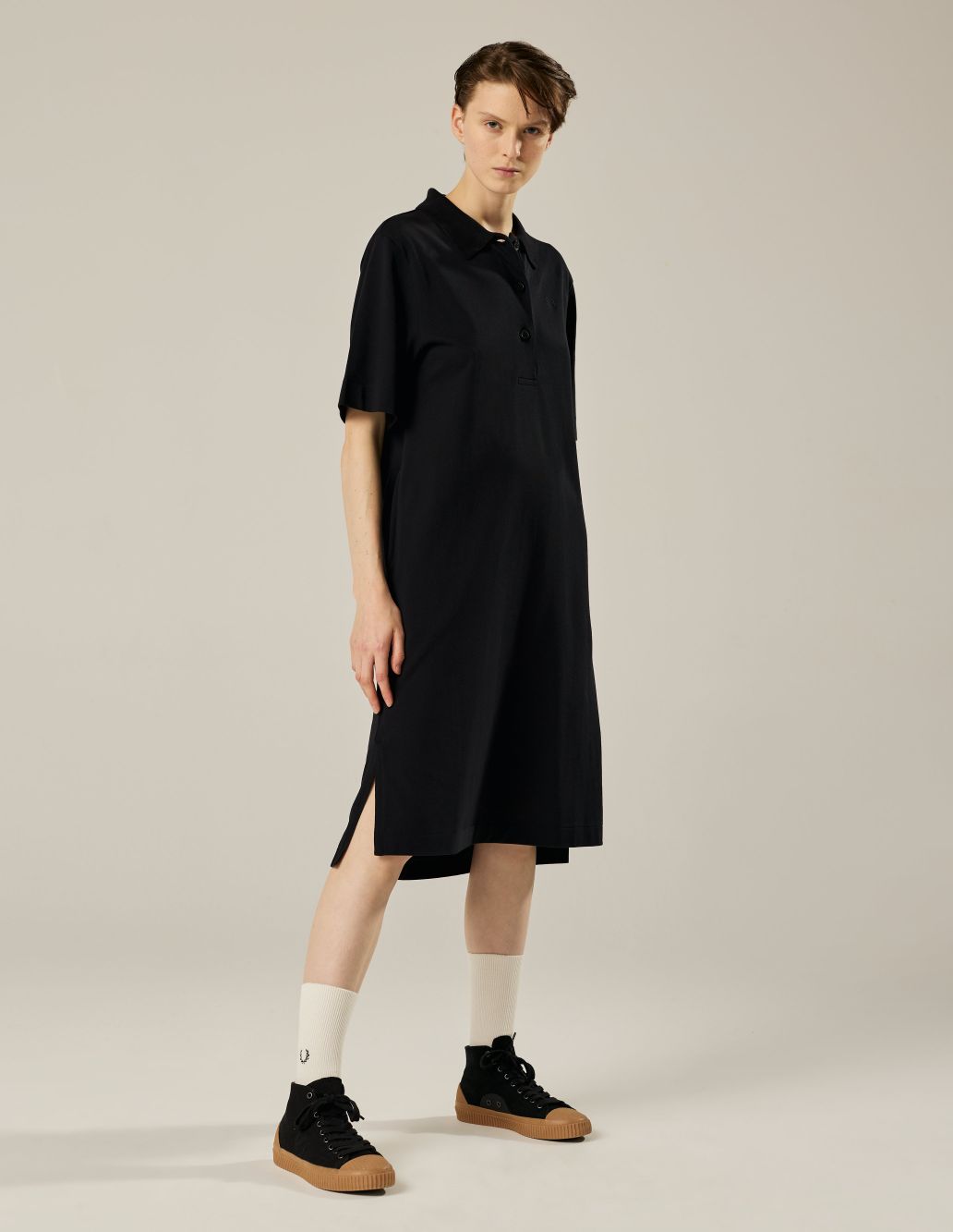 MARGARET HOWELL - Black cotton pique Fred Perry polo dress | Margaret ...