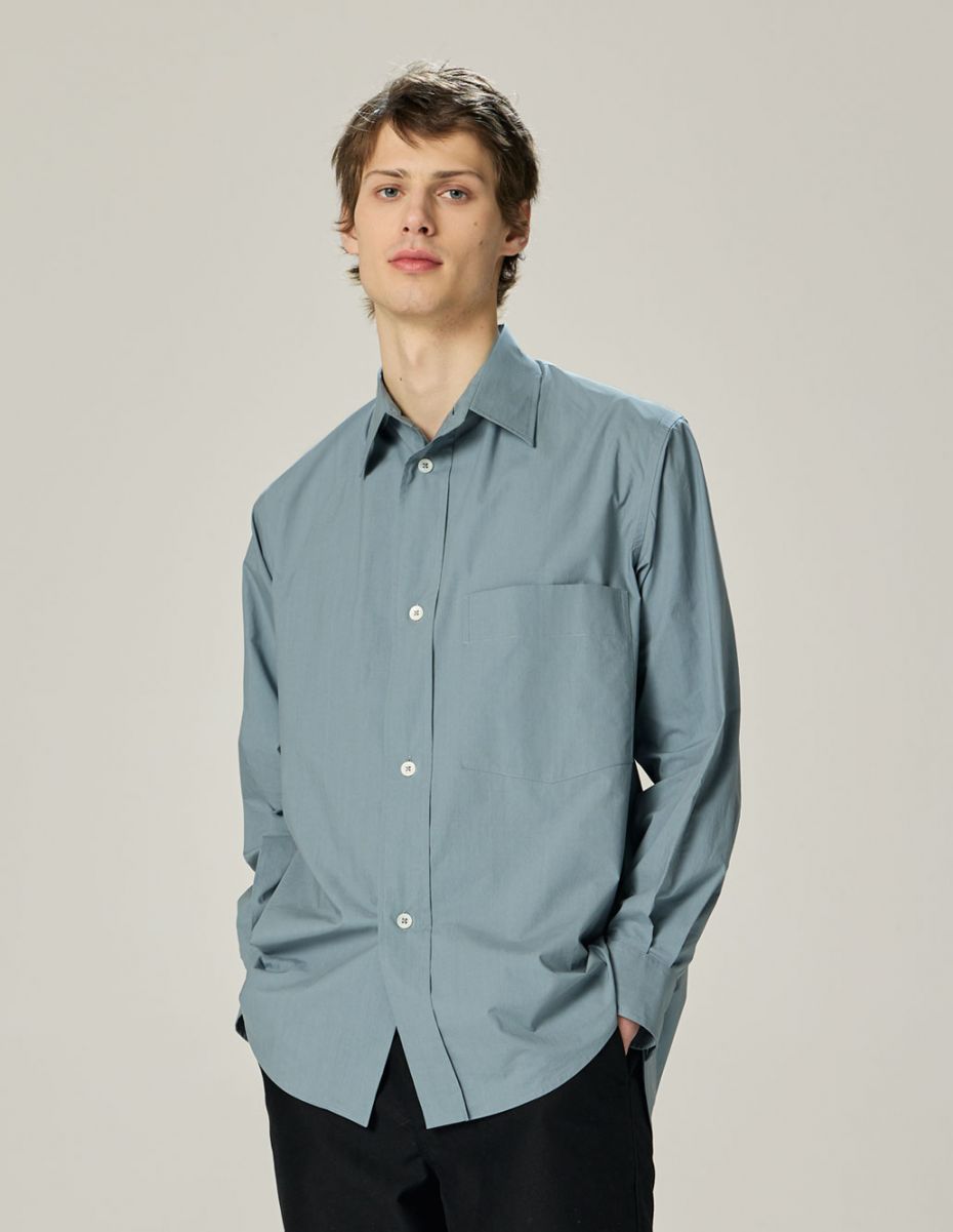 Blue Margaret Howell Cotton Basic Shirt in Pale Blue for Men Mens Clothing Shirts Casual shirts and button-up shirts 