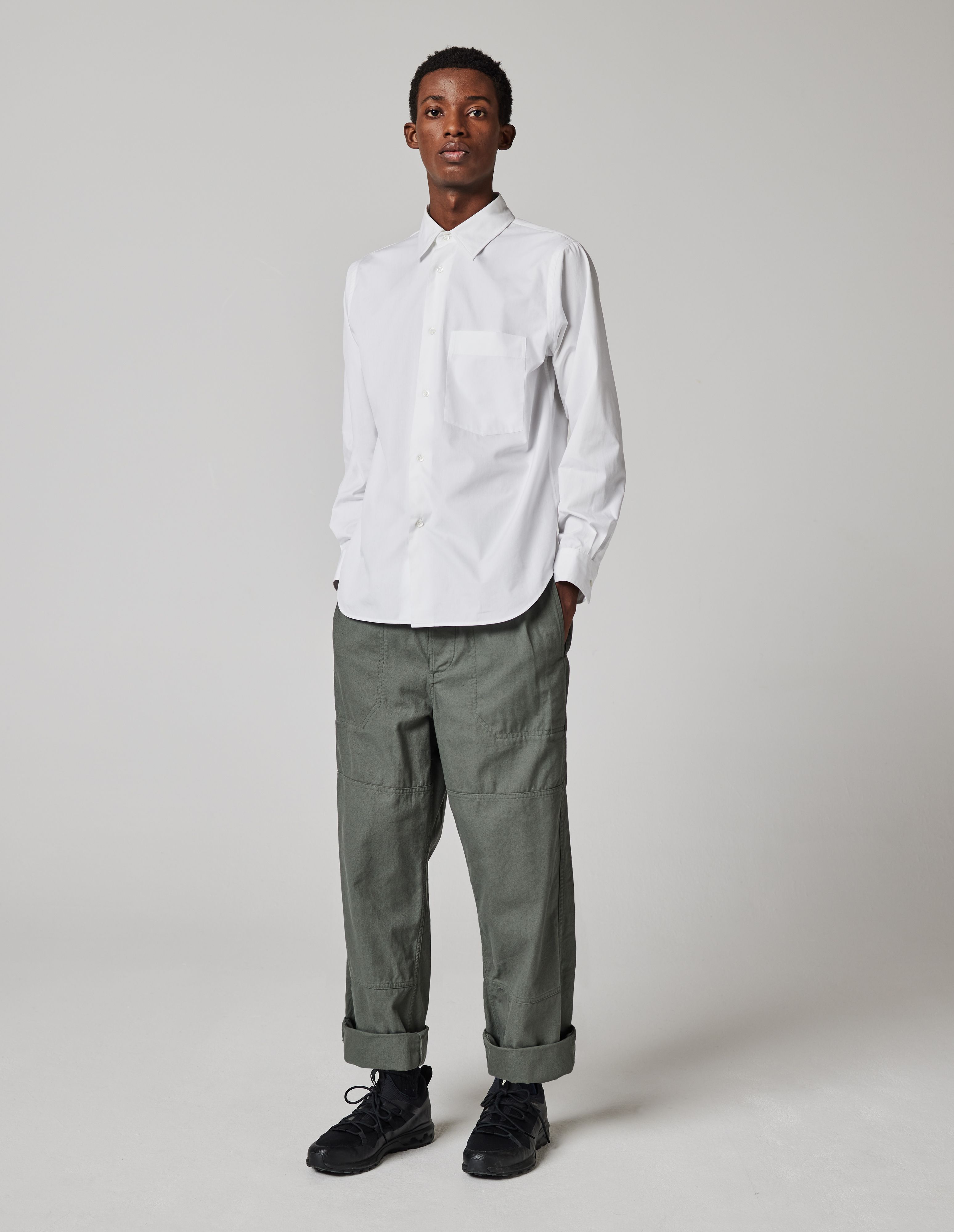 MARGARET HOWELL - White plain cotton poplin shirt | Margaret Howell