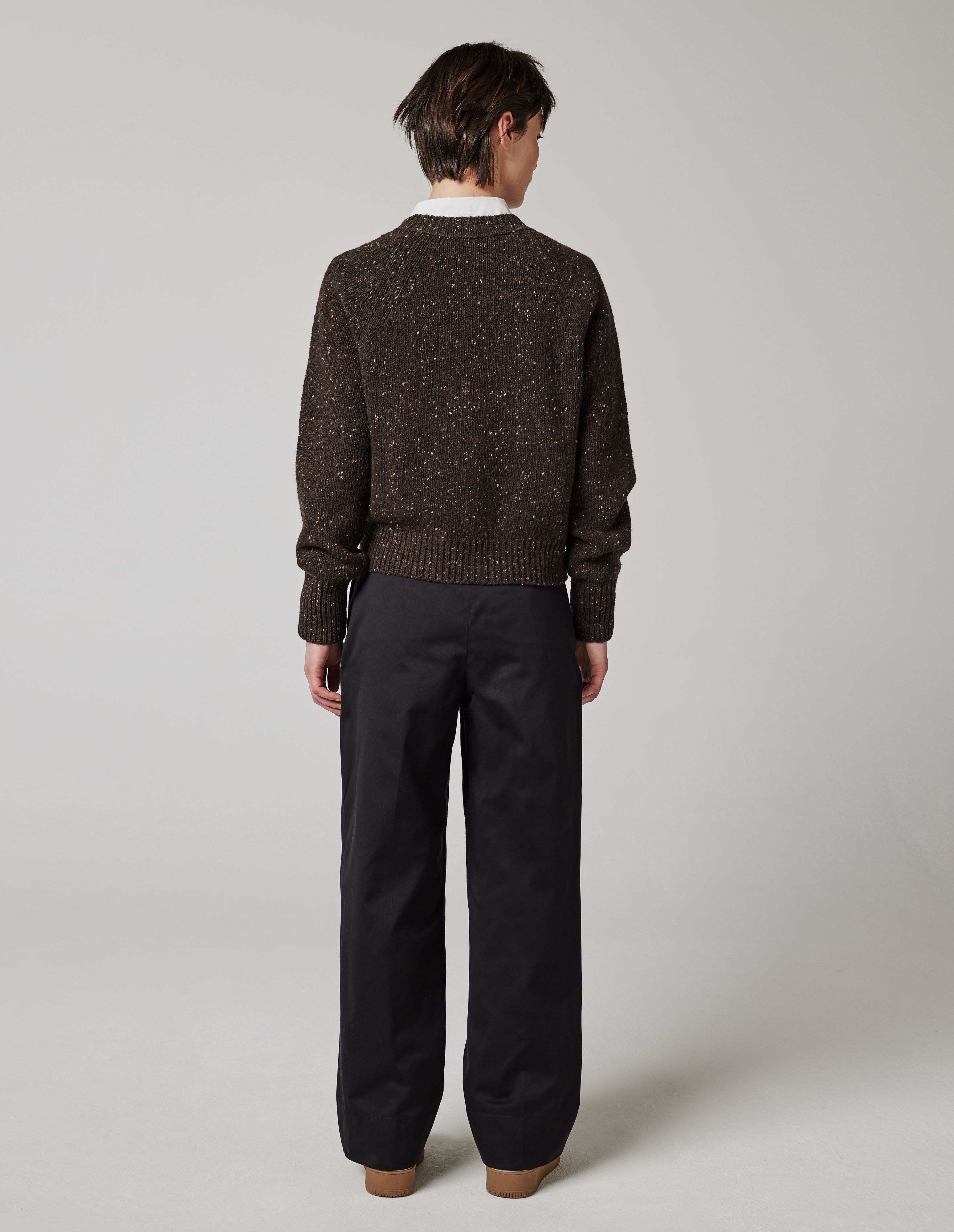 MARGARET HOWELL - Black cotton sateen straight leg trouser | Margaret ...