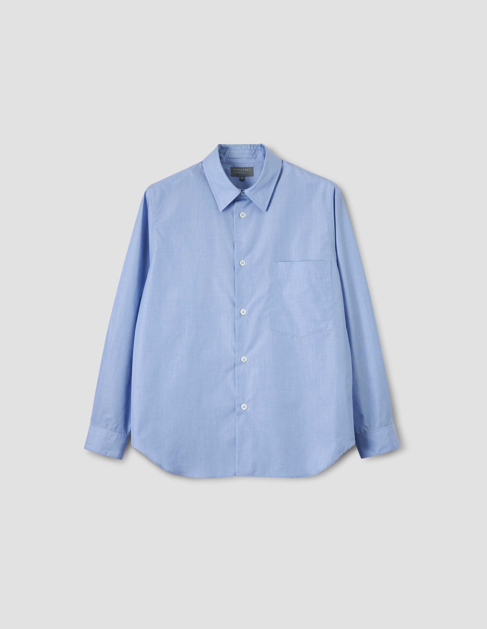 MARGARET HOWELL - Pale blue end on end cotton shirt | Margaret Howell