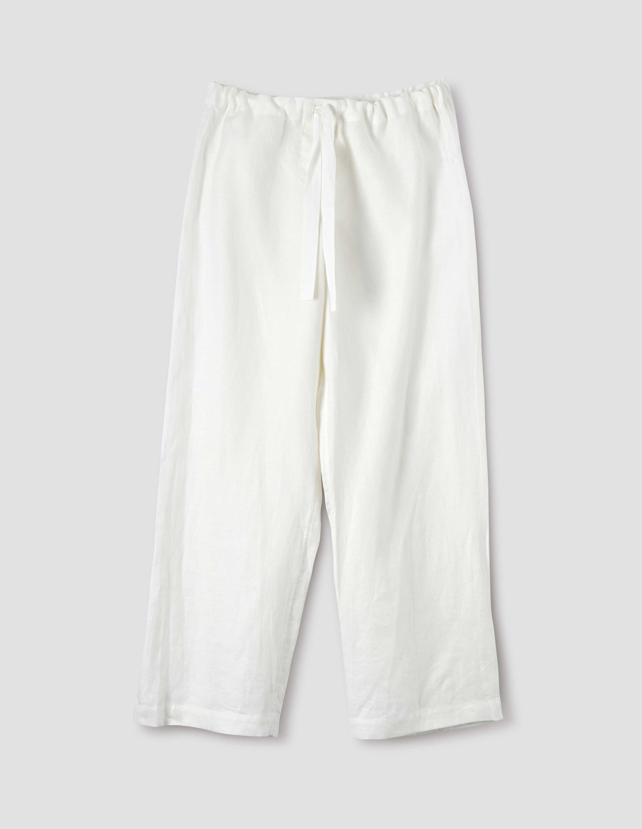 MARGARET HOWELL - Off white warm linen pj trousers | Margaret Howell